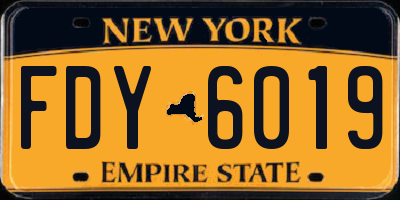 NY license plate FDY6019