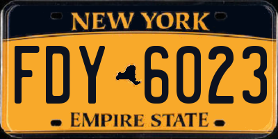 NY license plate FDY6023
