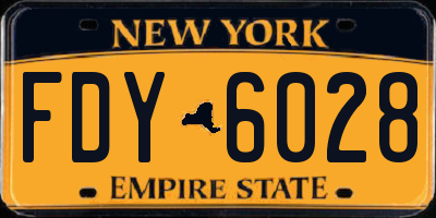 NY license plate FDY6028