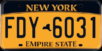 NY license plate FDY6031
