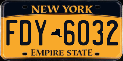 NY license plate FDY6032