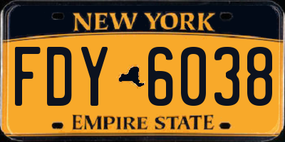 NY license plate FDY6038