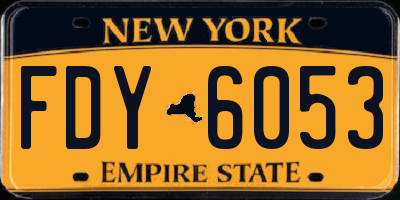 NY license plate FDY6053