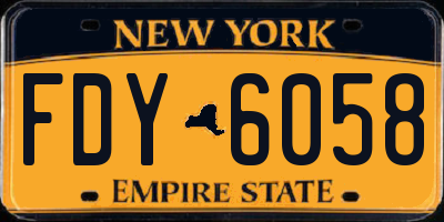 NY license plate FDY6058