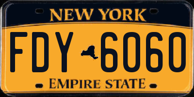 NY license plate FDY6060