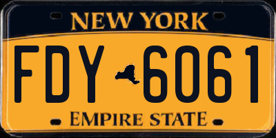 NY license plate FDY6061