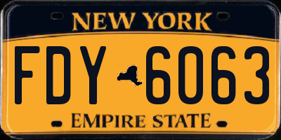 NY license plate FDY6063
