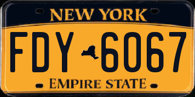 NY license plate FDY6067