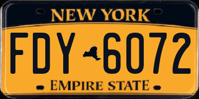 NY license plate FDY6072