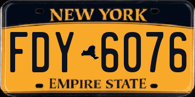 NY license plate FDY6076