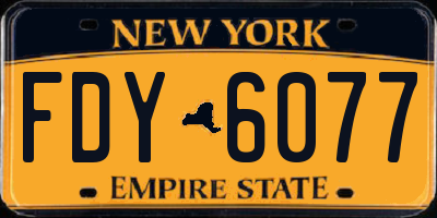 NY license plate FDY6077