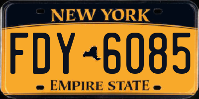 NY license plate FDY6085