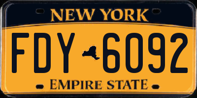 NY license plate FDY6092