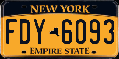 NY license plate FDY6093