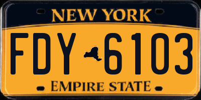 NY license plate FDY6103