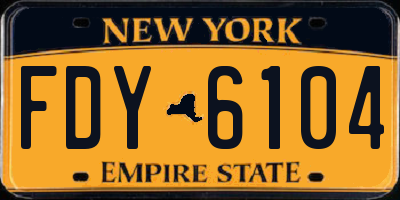 NY license plate FDY6104
