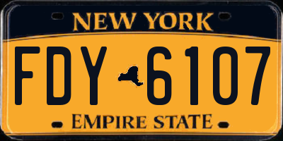 NY license plate FDY6107