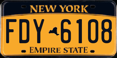 NY license plate FDY6108