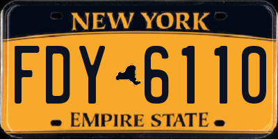 NY license plate FDY6110