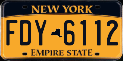 NY license plate FDY6112