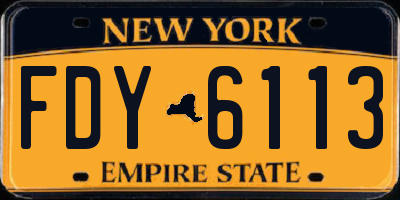 NY license plate FDY6113