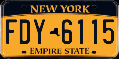 NY license plate FDY6115