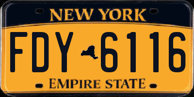 NY license plate FDY6116