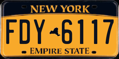 NY license plate FDY6117