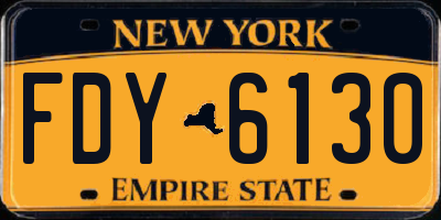 NY license plate FDY6130
