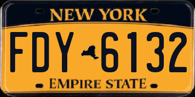 NY license plate FDY6132