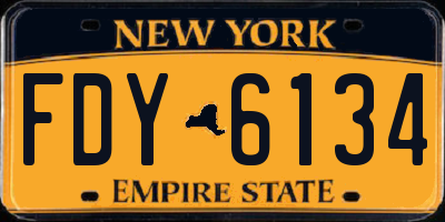 NY license plate FDY6134