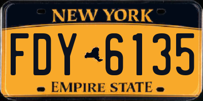 NY license plate FDY6135