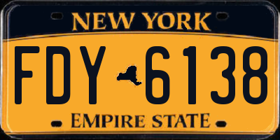 NY license plate FDY6138