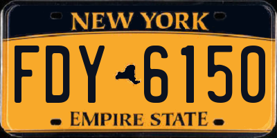 NY license plate FDY6150