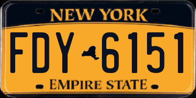 NY license plate FDY6151