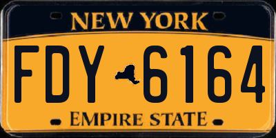 NY license plate FDY6164