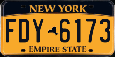 NY license plate FDY6173