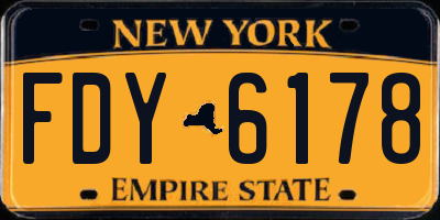 NY license plate FDY6178
