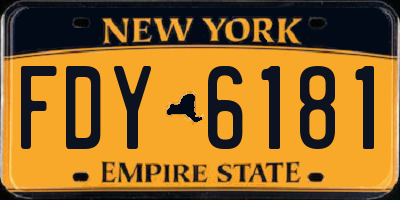 NY license plate FDY6181