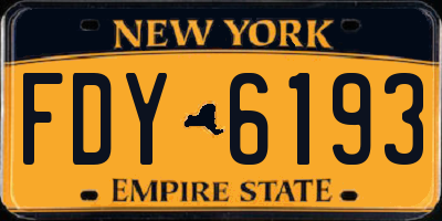 NY license plate FDY6193