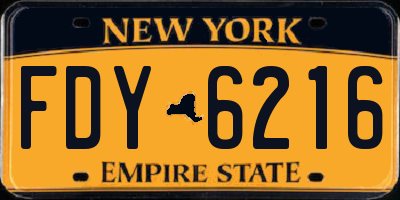 NY license plate FDY6216