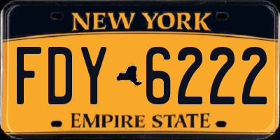 NY license plate FDY6222
