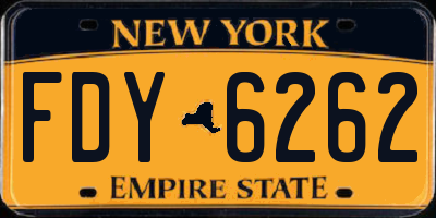 NY license plate FDY6262
