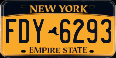 NY license plate FDY6293