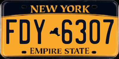 NY license plate FDY6307