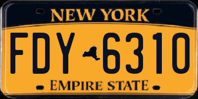 NY license plate FDY6310