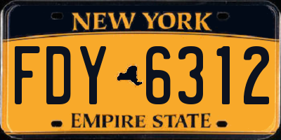 NY license plate FDY6312