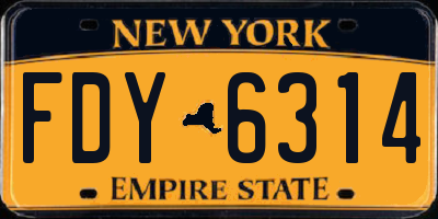 NY license plate FDY6314
