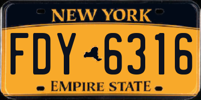 NY license plate FDY6316