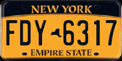 NY license plate FDY6317